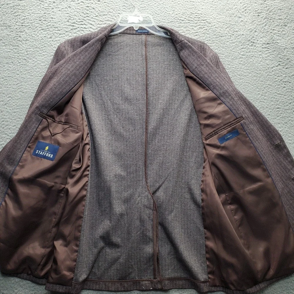 Stafford Seasonal Textures Blazer Men 46 Multi Comfort Stretch Classic Fit Notch